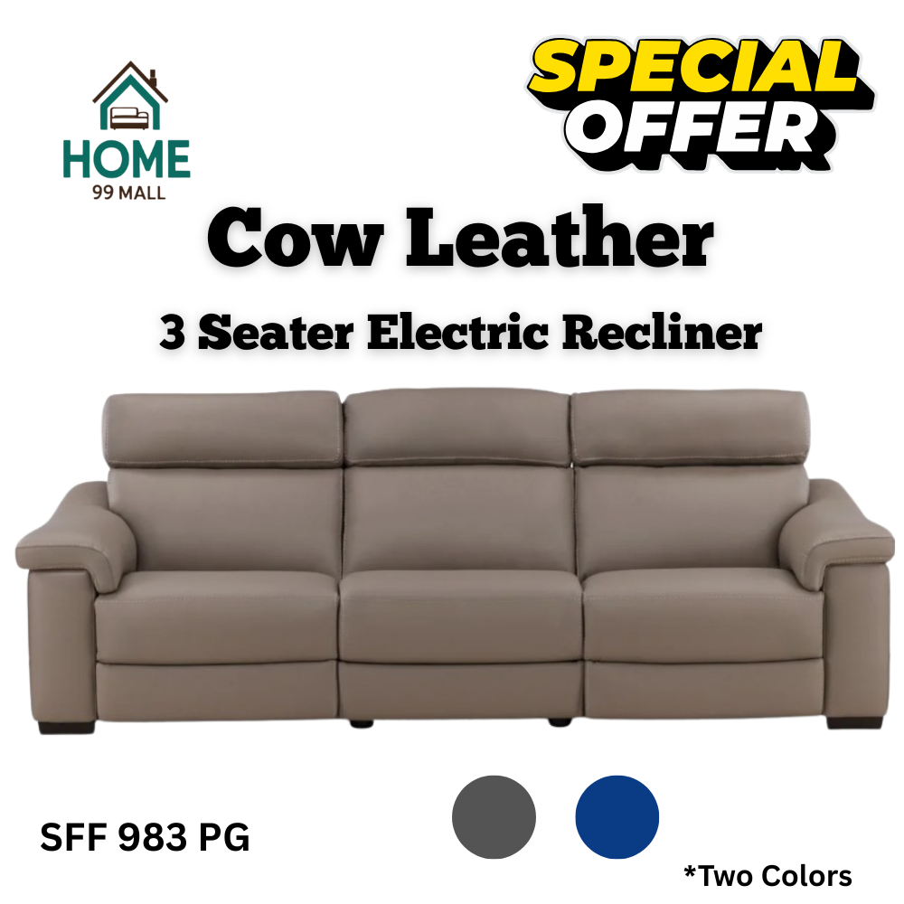 3 Seater Cow Leather Electric Recliner Sofa