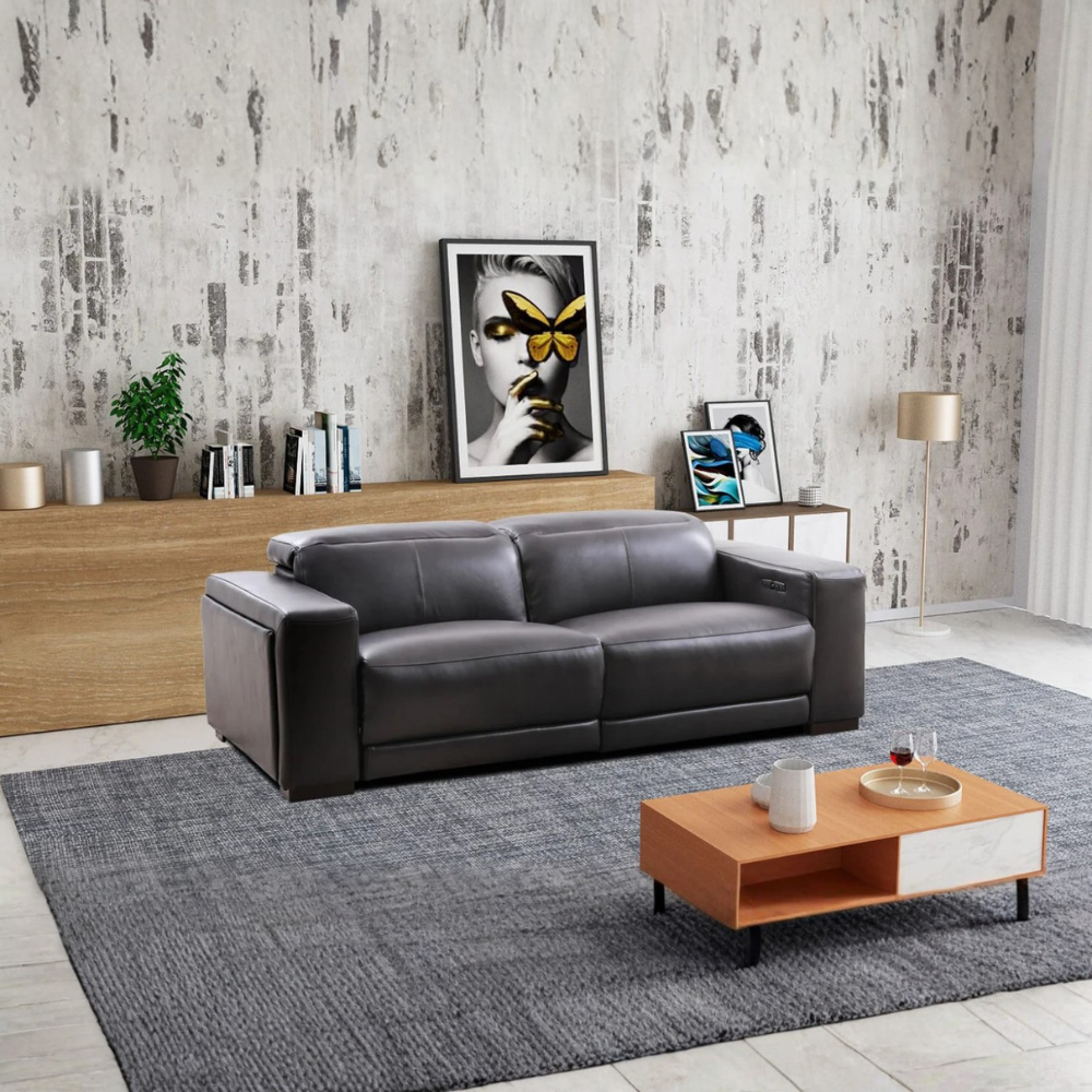 Cow Leather Electric Recliner Sofa 2.5 Seaters