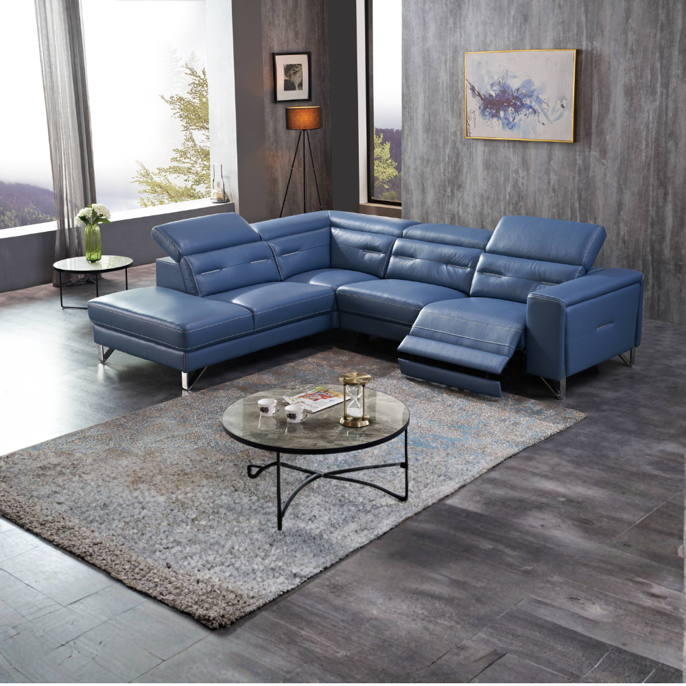 4.5 Seater L-Shape Cowhide Leather Electric Recliner Sofa