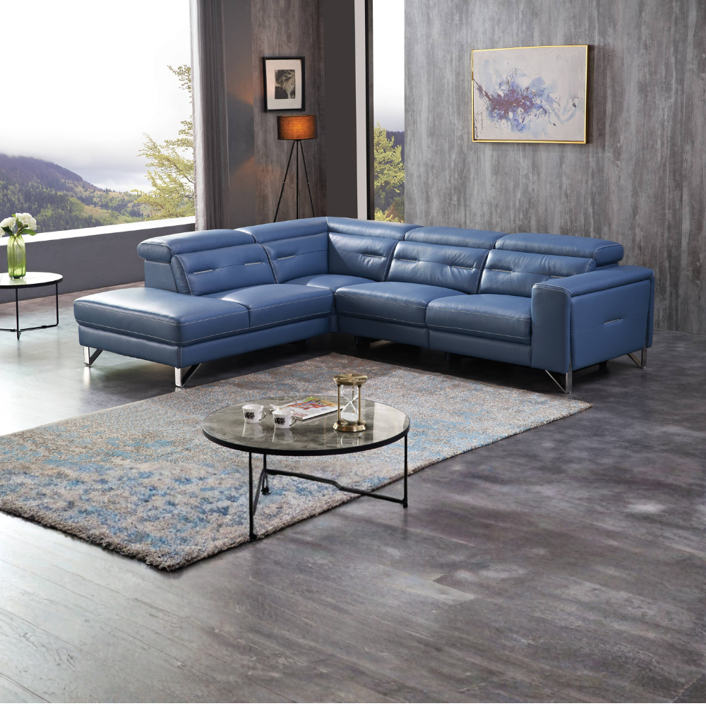 4.5 Seater L-Shape Cowhide Leather Electric Recliner Sofa
