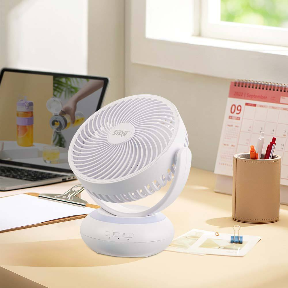 Rechargeable Air Circulation Table Fan 7" with LED Light