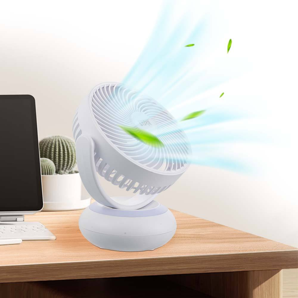 Rechargeable Air Circulation Table Fan 7" with LED Light