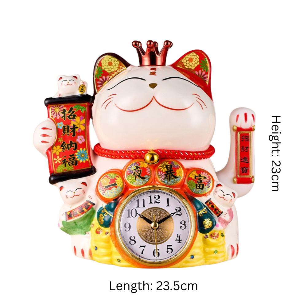 Lucky Cat with Clock