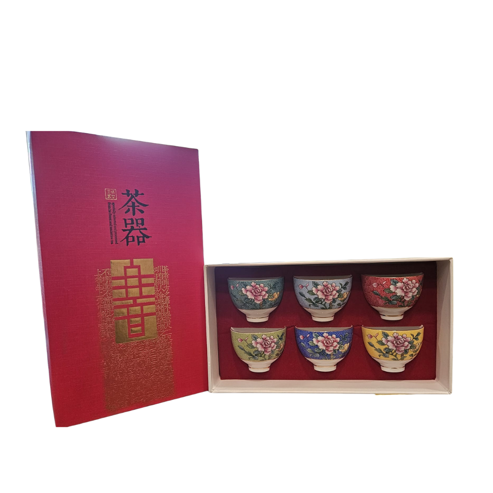 JingDeZhen Imperial-Style Enamel Tea Set - 6 pcs