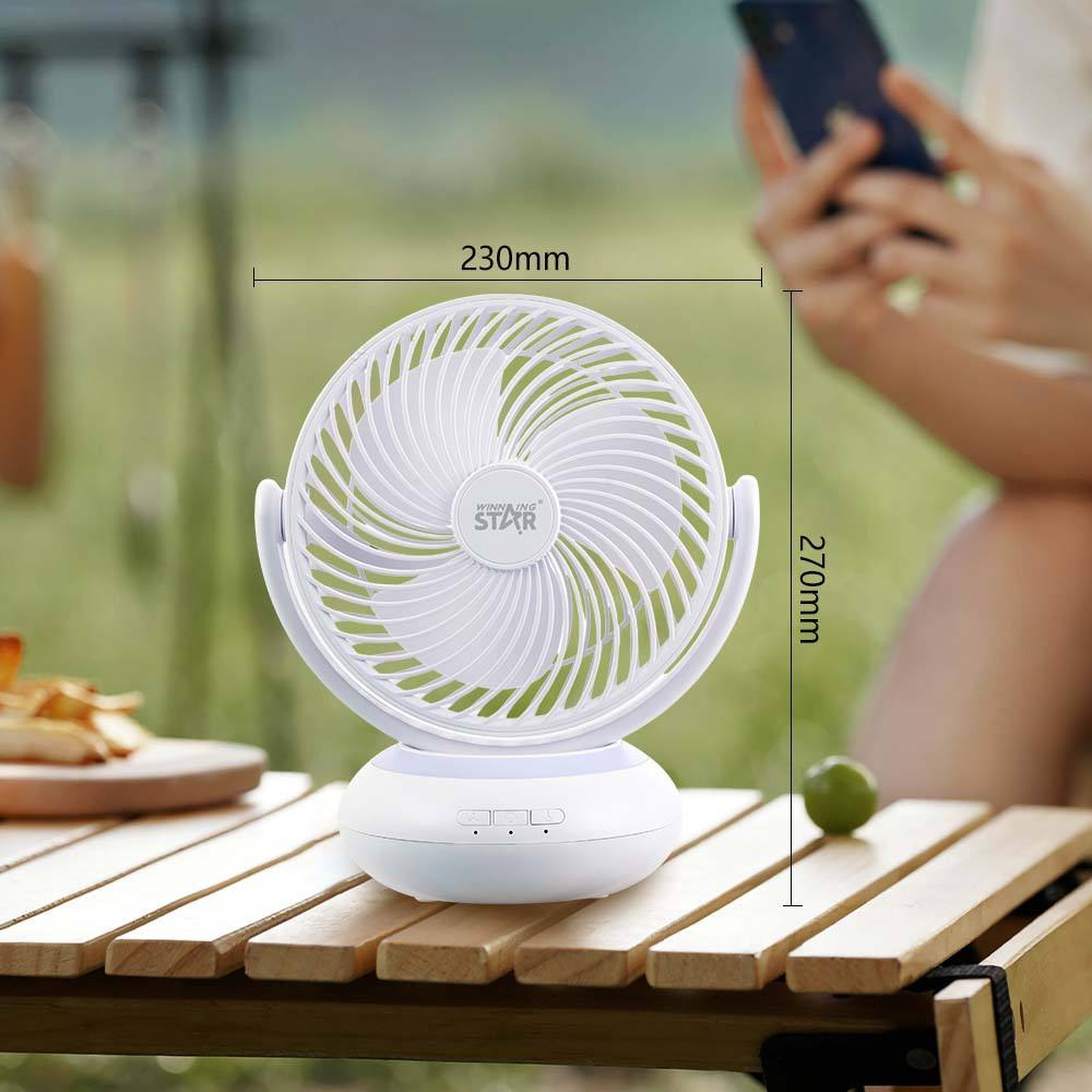 Rechargeable Air Circulation Table Fan 7" with LED Light