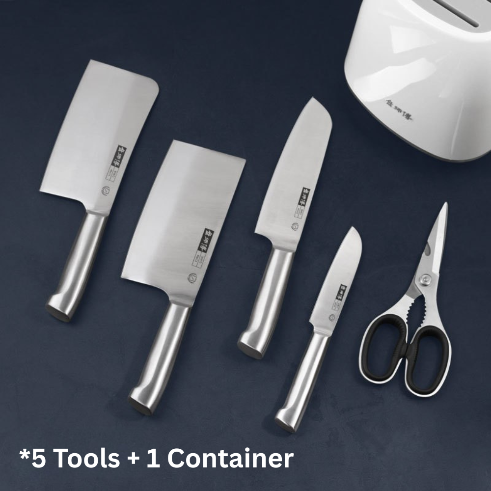 Kitchen Knife Set 6 pcs (5 tootls+container)