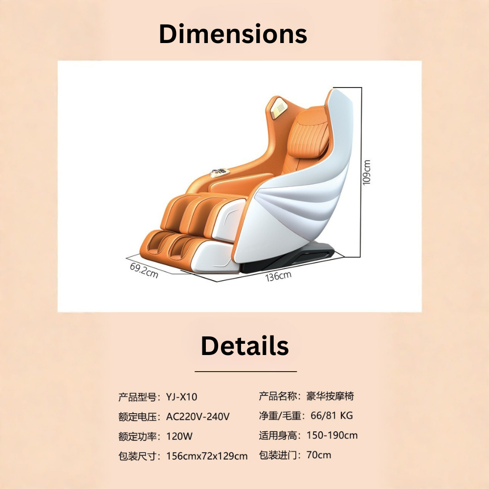 3D Mini Full Body Massage Chair Orange & Blue