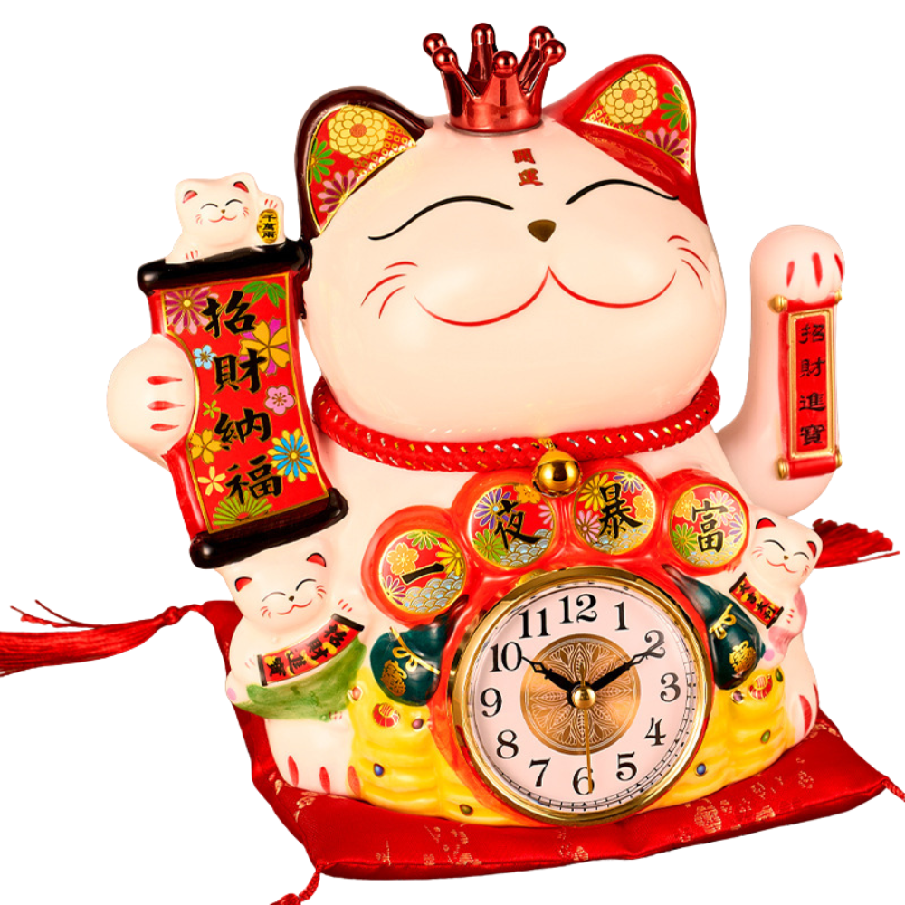 Lucky Cat with Clock