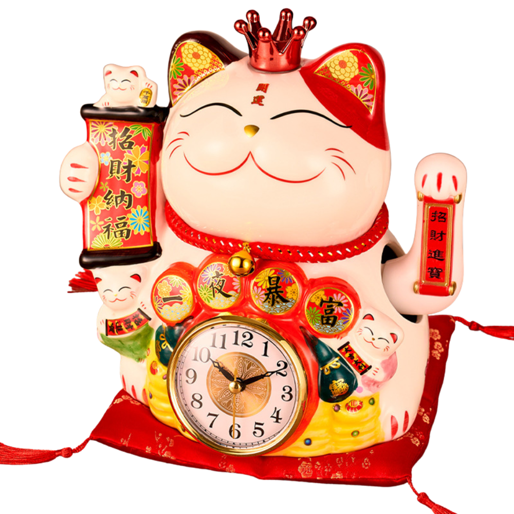 Lucky Cat with Clock