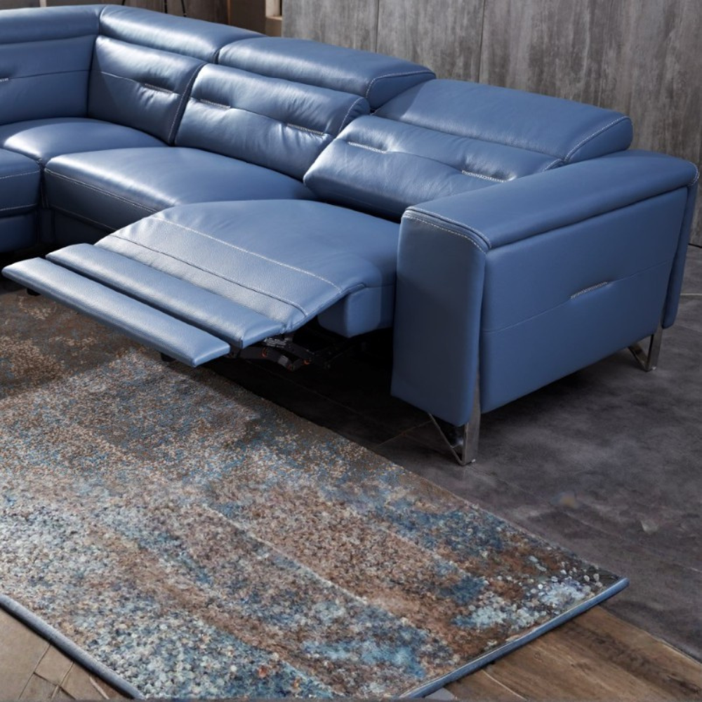 4.5 Seater L-Shape Cowhide Leather Electric Recliner Sofa
