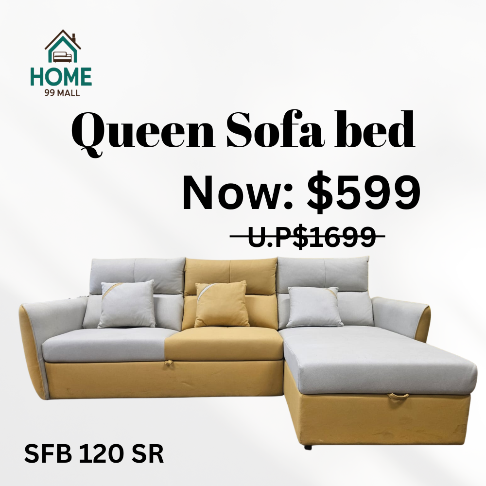 2-Seater with Chaise QUEEN Sofa Bed